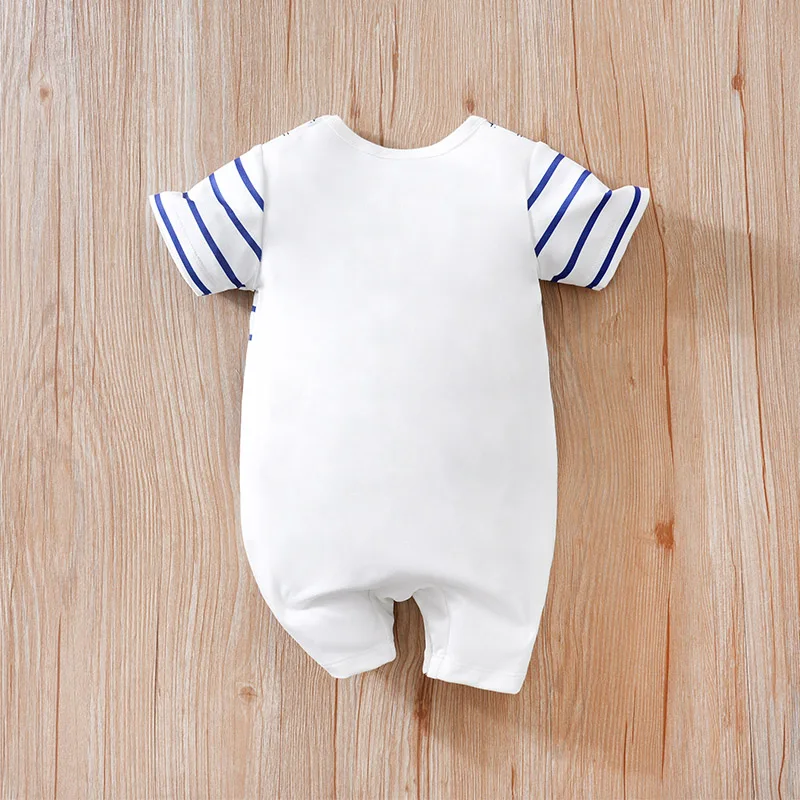 Newborn Clothing Cute Cartoon Shark Print Casual And Comfortable Soft 0-18 Boys And Girls Summer Short Sleeved Baby Jumpsuit