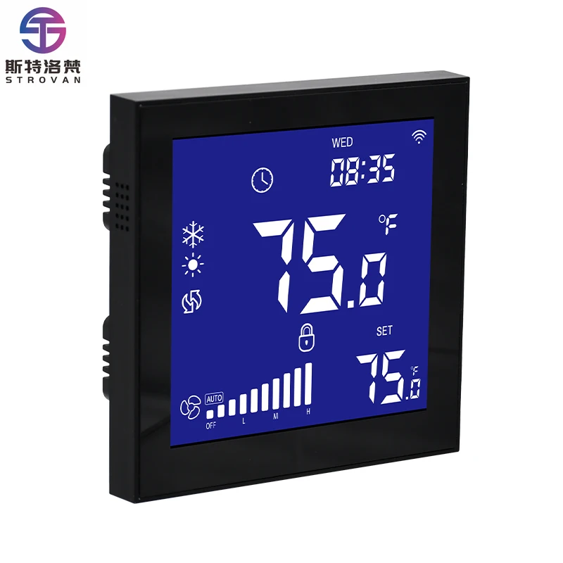 2 Pipe 4 Pipe Fan Coil Unit Heating Cooling and Ventilation 24V AC Smart Indoor Thermostat