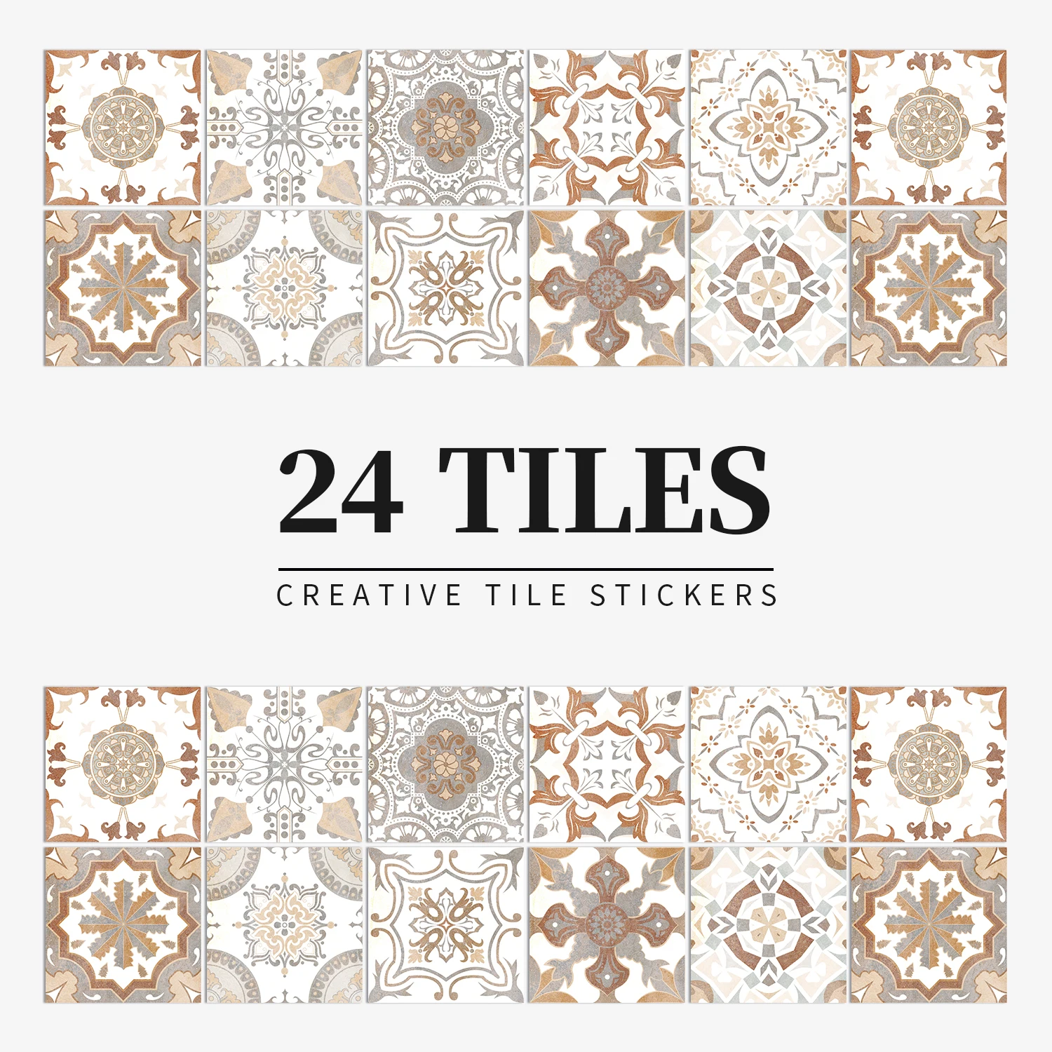 24szt Art Tile Samoprzylepna naklejka ścienna 3D Tapeta kuchenna Fototapety Wodoodporne naklejki do dekoracji łazienki w salonie