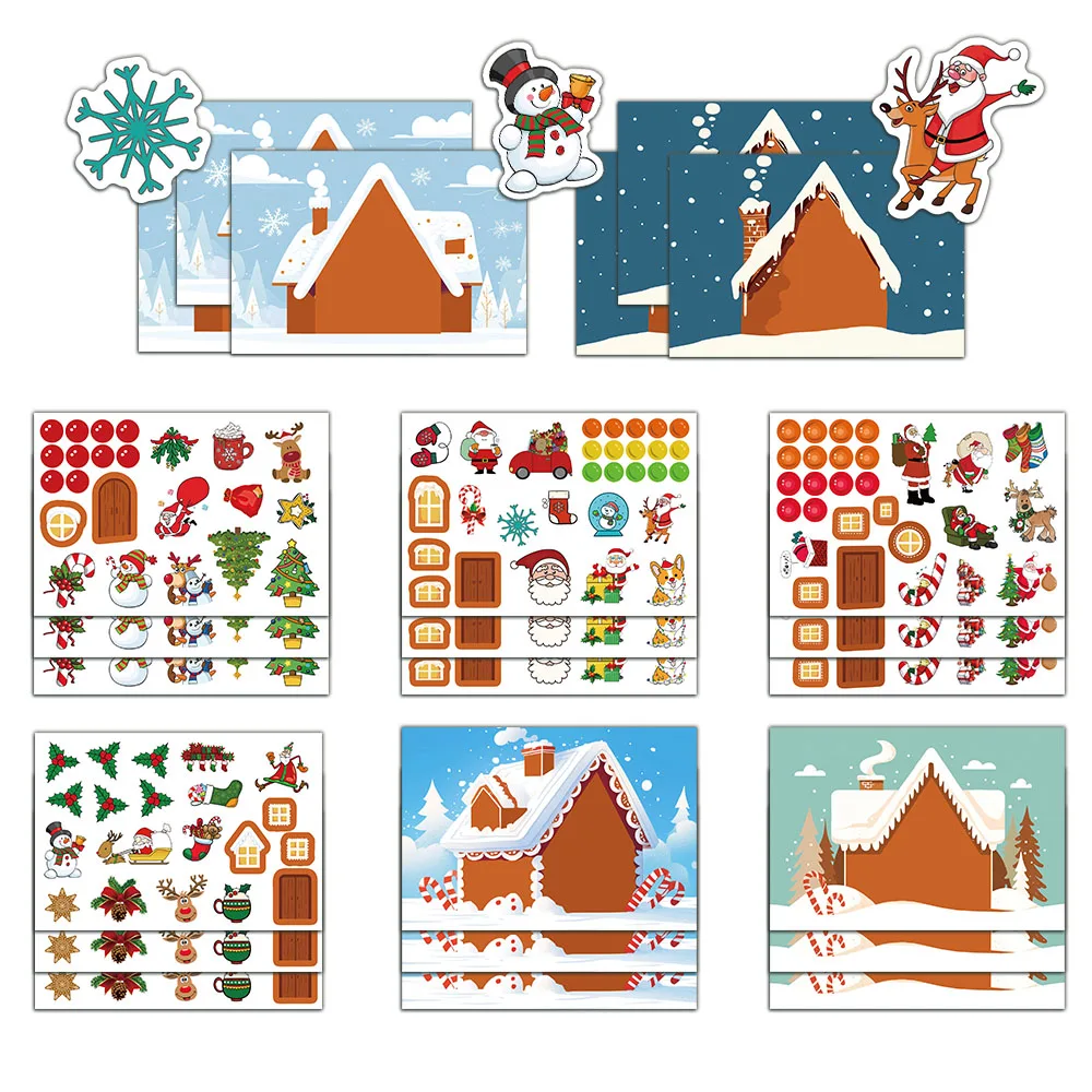 8PCS Christmas Stickers Little Deer Santa Claus Phone Case Computer iPad Laptop Luggage Waterproof Stickers