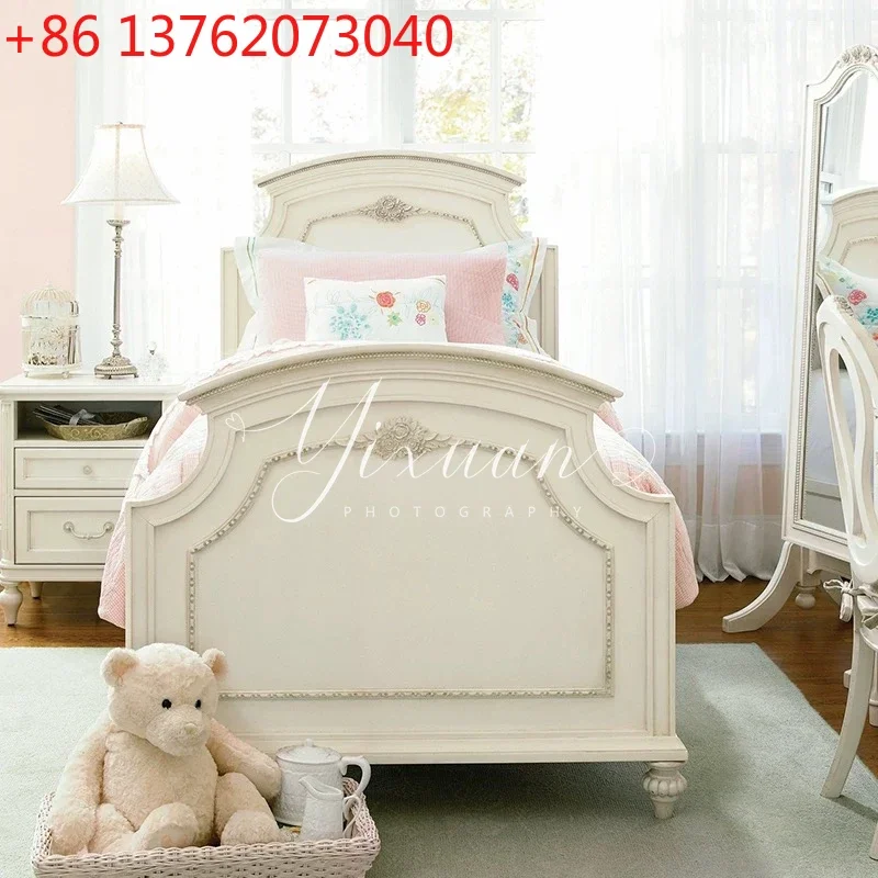 French medieval solid wood bed master bedroom children's single bed 1.2 meters