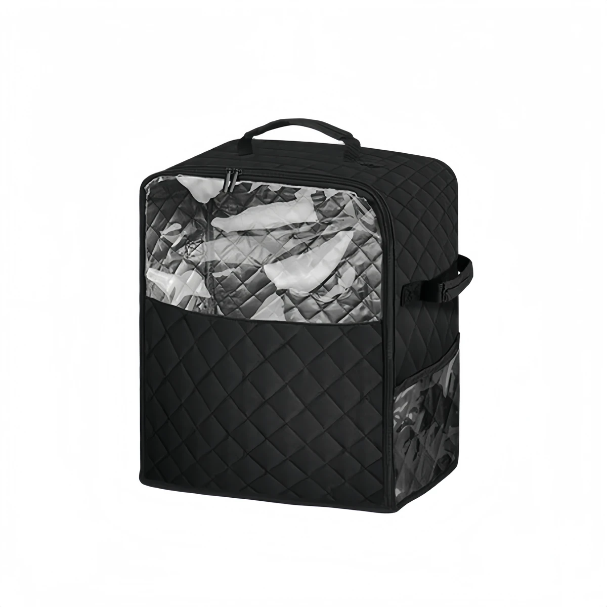 Polyester Dust Cover for KitchenAid Mixer with Appliance Slider Base Dustproof Cover with Multiple Storage Pockets Black