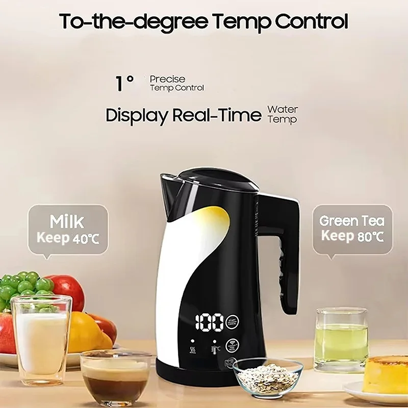 

1300W Temperature Control Electric Kettle Kitchen 1.25L Stainless Steel Auto Shut Off Hot Water Boiler Fashome Coffee Tea Pot