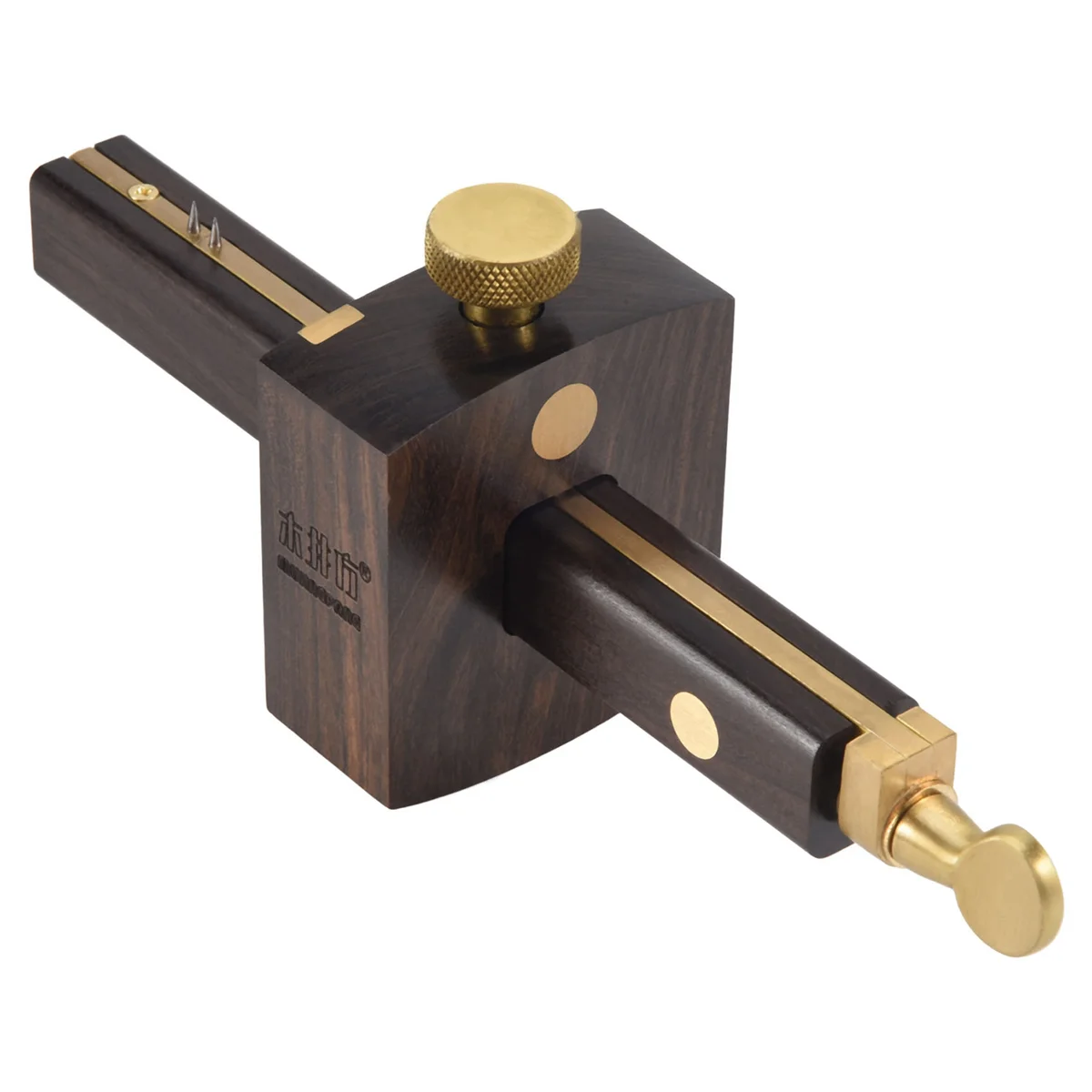 A83Z Mortise Gauge, Woodworking Scriber Marking Tool 6.4in Ebony Mortise Square Gauge, Brass Screw Type Sliding Mark