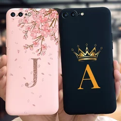 For iPhone 7 8 Plus Case Popular 26 Letters Crown Full Cover Soft TPU Back Funda For iPhone7 7Plus 8Plus Protective Shell Bumper