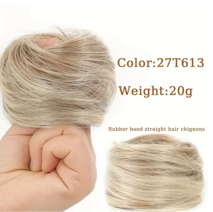 Synthetic Messy Hair Bun Fluffy Donut Updo Elegant Chignon with Elastic Rubber Band Fake Bun Hair Piece for Women