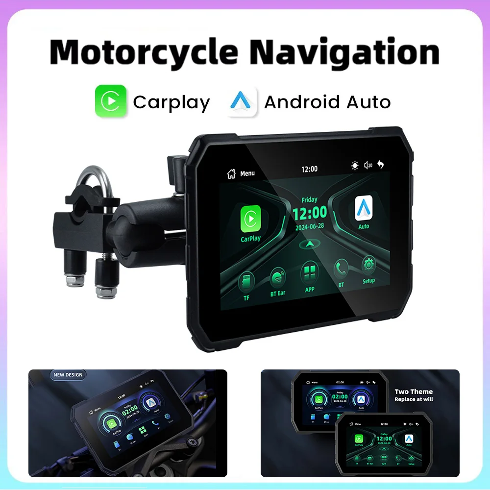 

5 inch Motorcycle Wireless CarPlay & Android Auto Removable Moto Dashboard Waterproof GPS Navigation Screen Digital Display