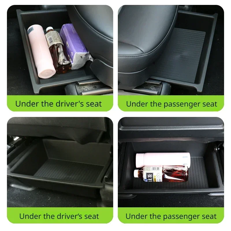 Underseat Storage Box for Tesla Model X Car Seats Push Pull Drawer TPE Hidden Storage Boxes Car Interior Accessories ModelX 2023