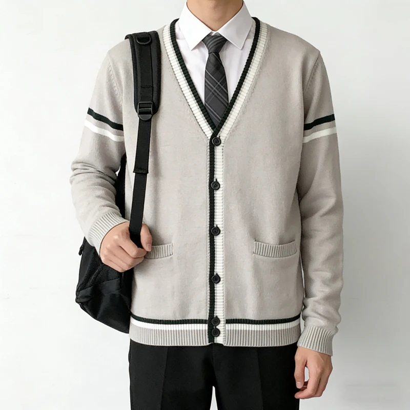 

Японская школьная куртка, мужской вязаный свитер, униформа для студентов, корейский вязаный кардиган, азиатская школьная форма JK, студенческая форма Seifuku