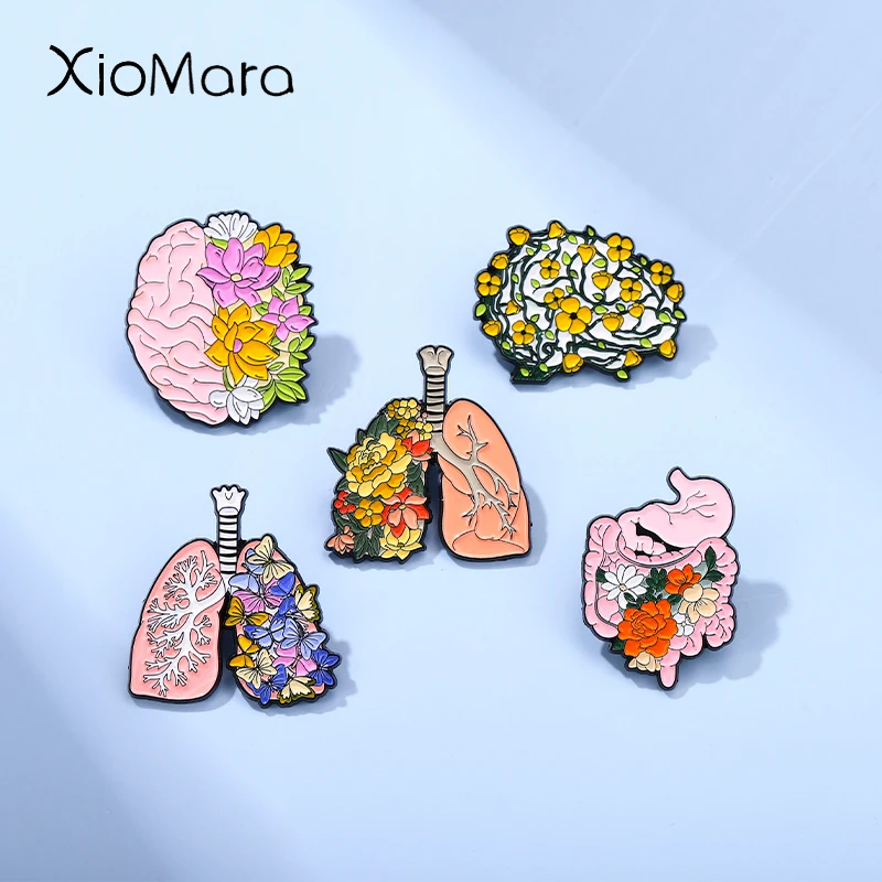 Goth Organs Enamel Pins Brain Lung Intestines and Stomach Halloween Punk Custom Brooches Badges Gift For Friend