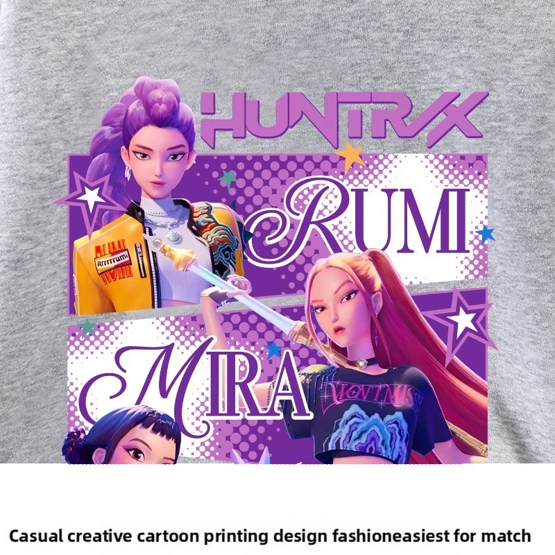 K-POP الكرتون المطبوعة الفتيات مجموعة ملابس عصرية ربيع الخريف الأطفال س الرقبة هوديس طويل بانت 2 قطعة مجموعة الاطفال بلوزة كاجوال مجموعة #4