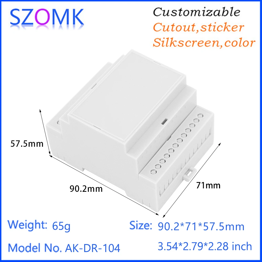 71x90.2x57.5mm 12 Points Works Din-Rail Enclosures PC Plastic Din Rail Mounted Fiber Optic Terminal Box