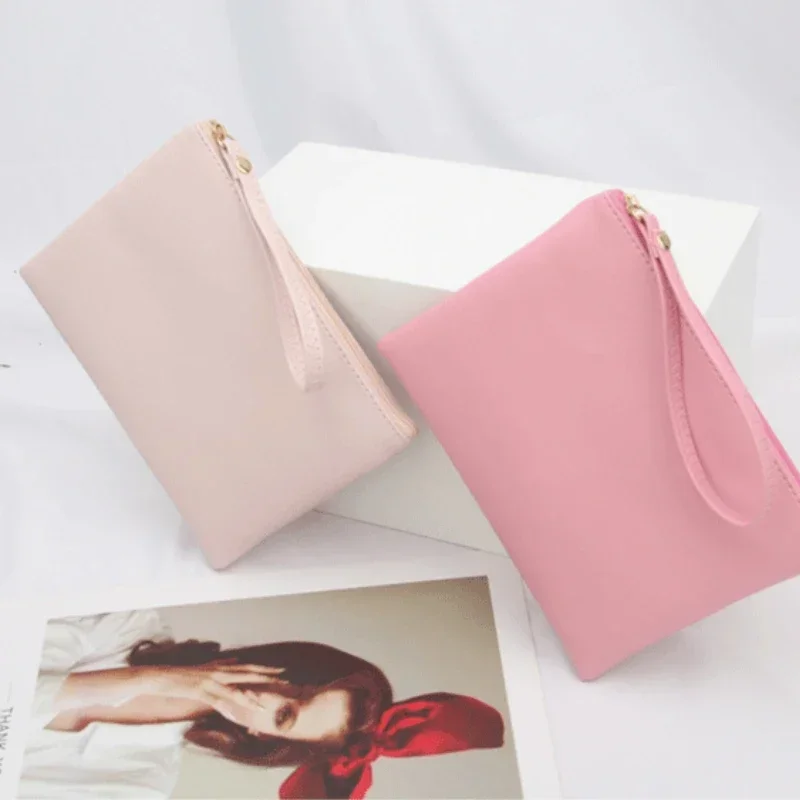 Portable Cosmetic Bag 2023 New Solid Color PU Advanced Storage Bag Simple and Lightweight Cosmetiquera Para Maquillaje