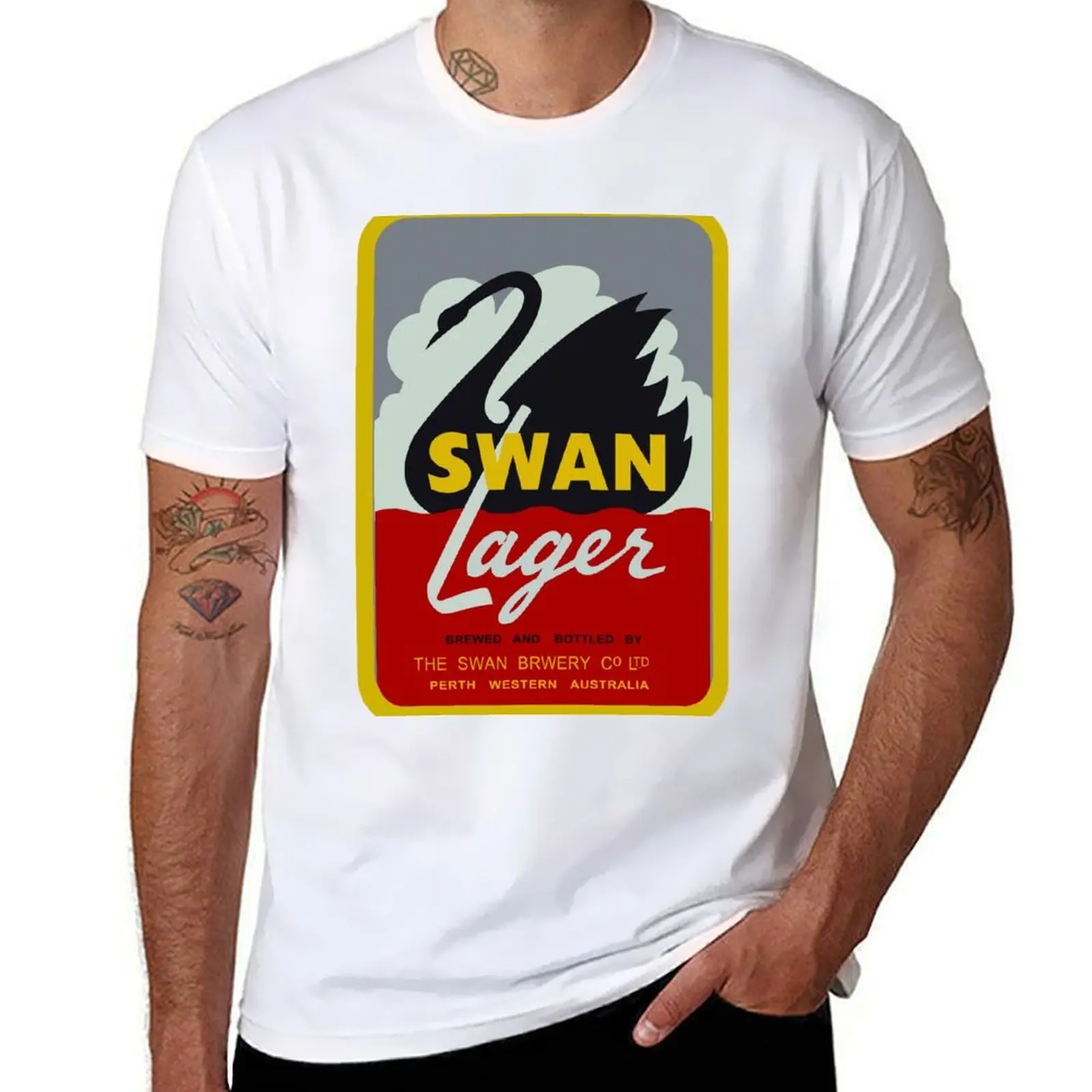 

Swan Lager T-Shirt man t shirt graphic man t shirt heavy cotton T-Shirt
