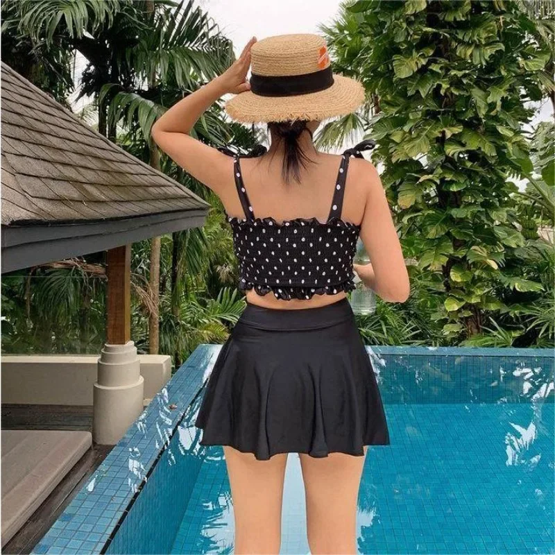 New Korean Two-piece Swimsuit Polka Dot Women Split Swimwear Spicy Girl Sexy Slim Bathing Suit Beachwear Suspended Skirt