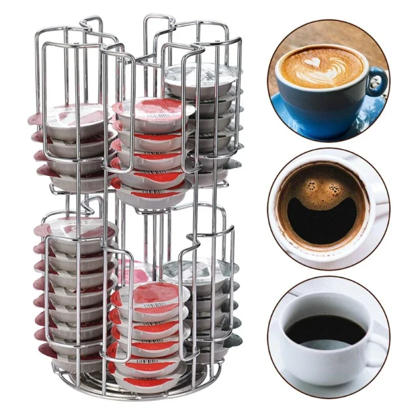 2021 New High-Capacity Rotatable Coffee Capsule Storage Holder 64 Pcs Capsule Storage Display Rack Tassimo Storage Rack