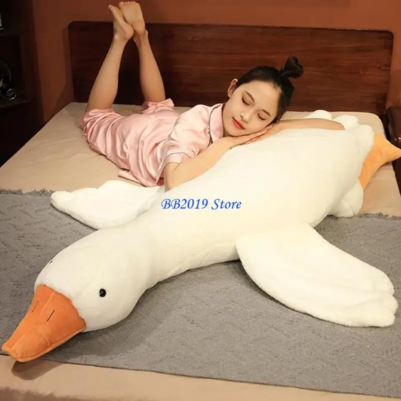Q0KB Children Comfort Geese Plush Pillow with Washable Cover for Snuggling Sleeping