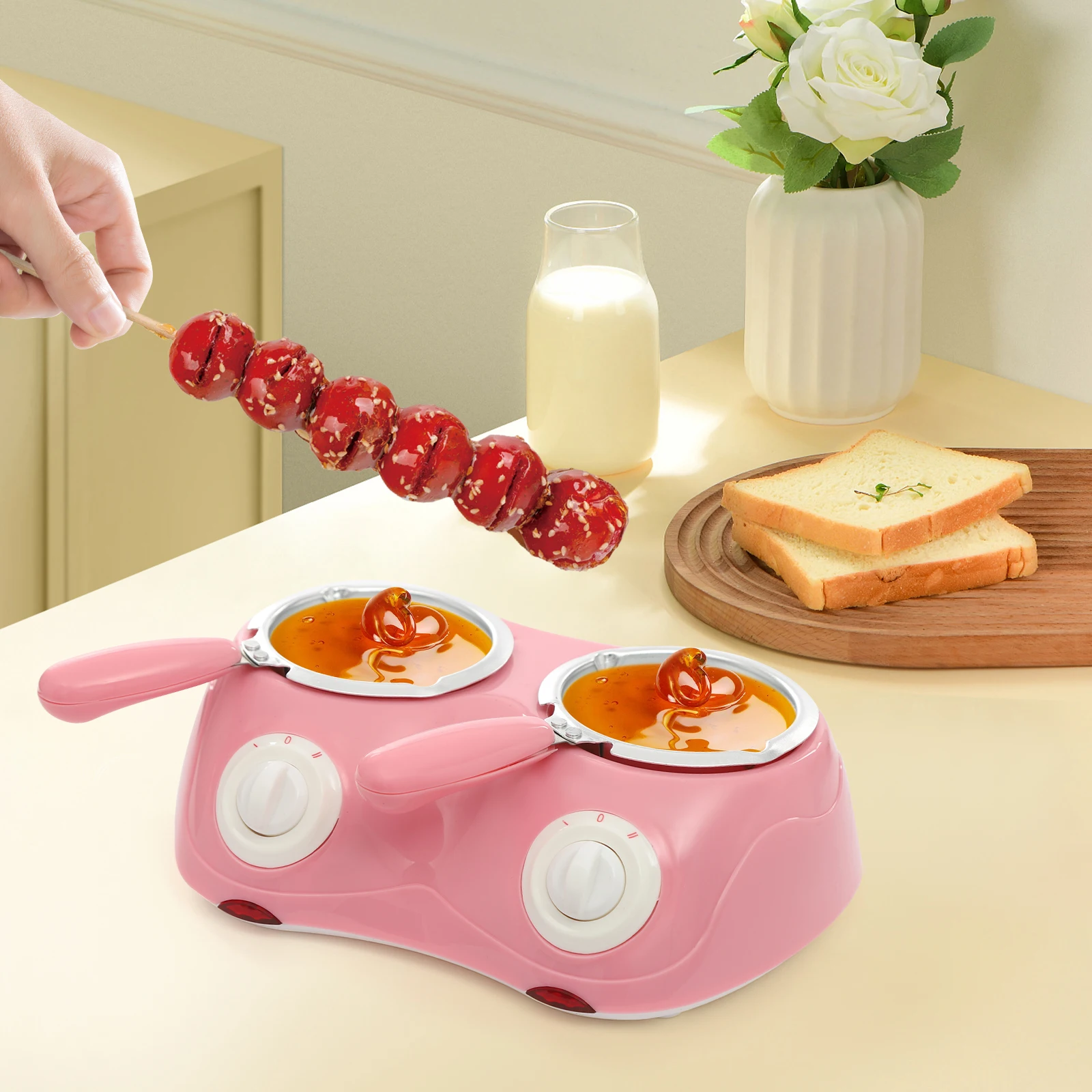 Schokoladenschmelztopf mit doppelter Schüssel, Schokoladenschmelztopf mit Formen und Gabeln für Geburtstag, Party, Hochzeit, Feier