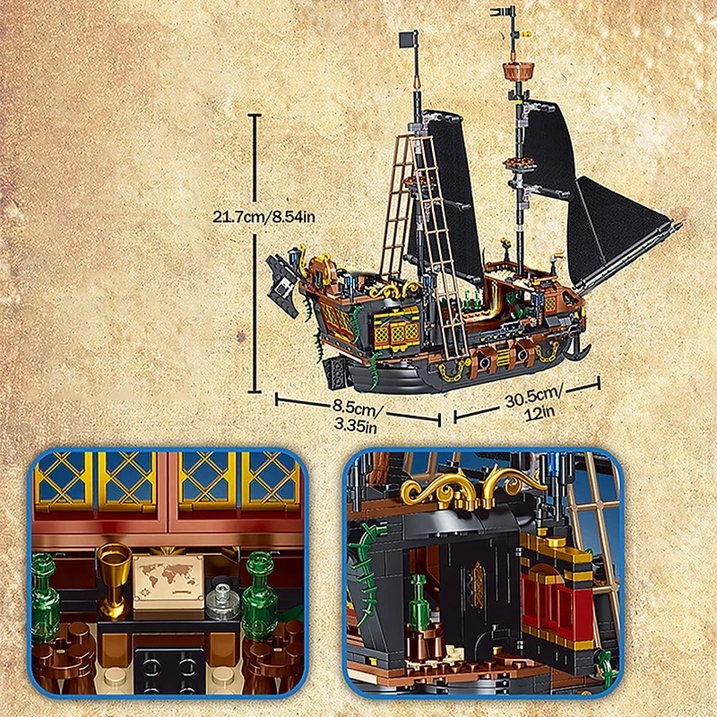 Pirate Ship Building Blocks Sailboat Model Bricks City Traffic Series Creative Desktop Decoraiton Toys For Children Adult Gifts