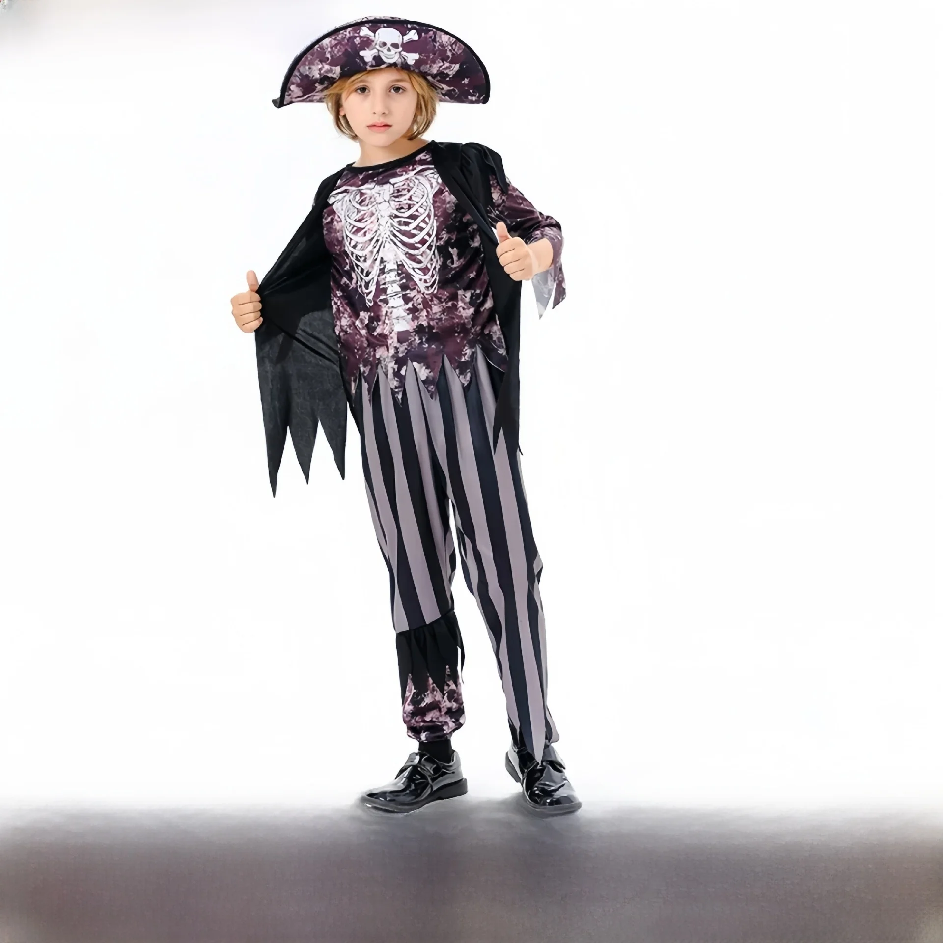 

Детский карнавальный костюм карибского пирата, сценический костюм для выступлений на Хэллоуин, новое поступление, подходит для детей до 7 лет