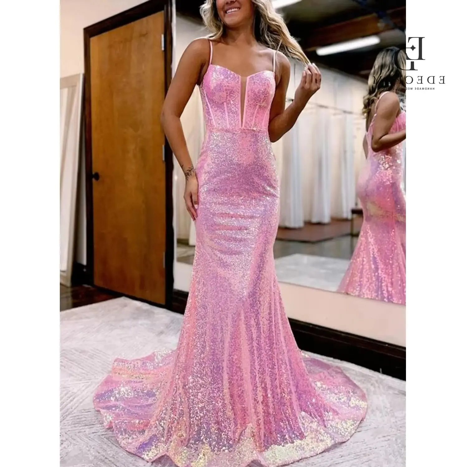 

EDECPBM Customized Dress for Special Occasions Dress for Luxury Party Elegant mermaid dance dress Gold Prom Dress Cocktail Dress