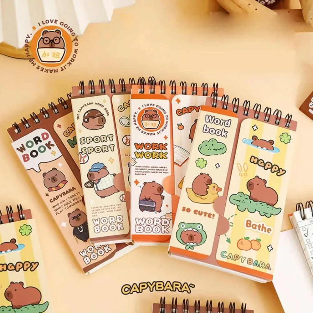 Multifuncional mini planejador caderno papelaria portátil capivara pequeno bloco de notas dos desenhos animados bonito kawaii capivara caderno crianças presente