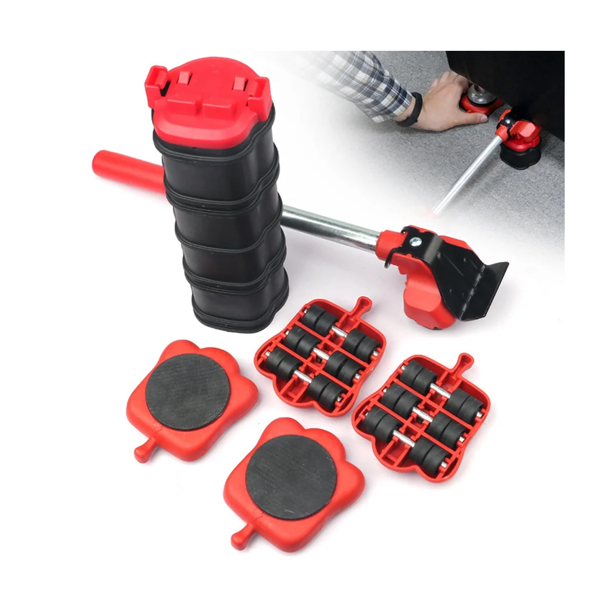 14PC Set Furniture Mover Tool Transport Set Transport Lifter Heavy Stuff Moving 4 Wheeled Mover Roller Hand Tools