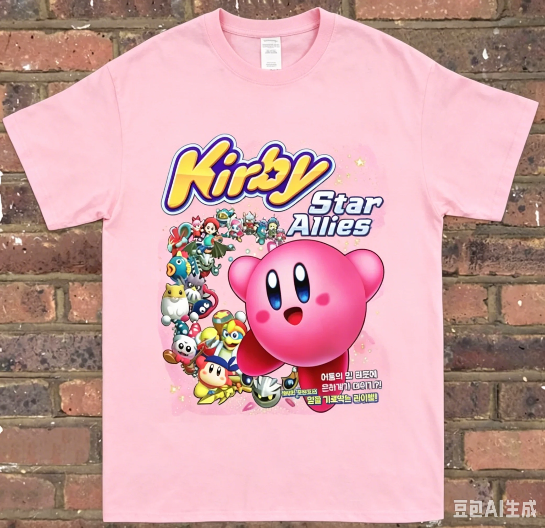 Latest Adult and Children's Star Kirby Retro Game Classic Character Family Photo Fun Creative Loose Cotton Short Sleeve