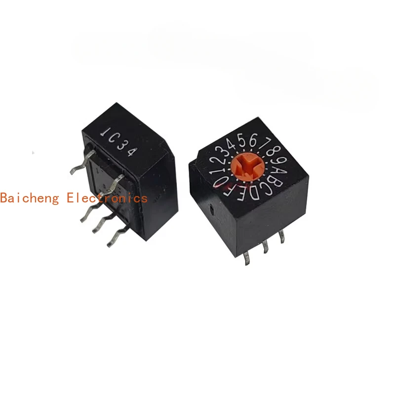 10PCS 16 bit rotary digital switch 0-F code 3:2 pin red arrow, unplug gear position