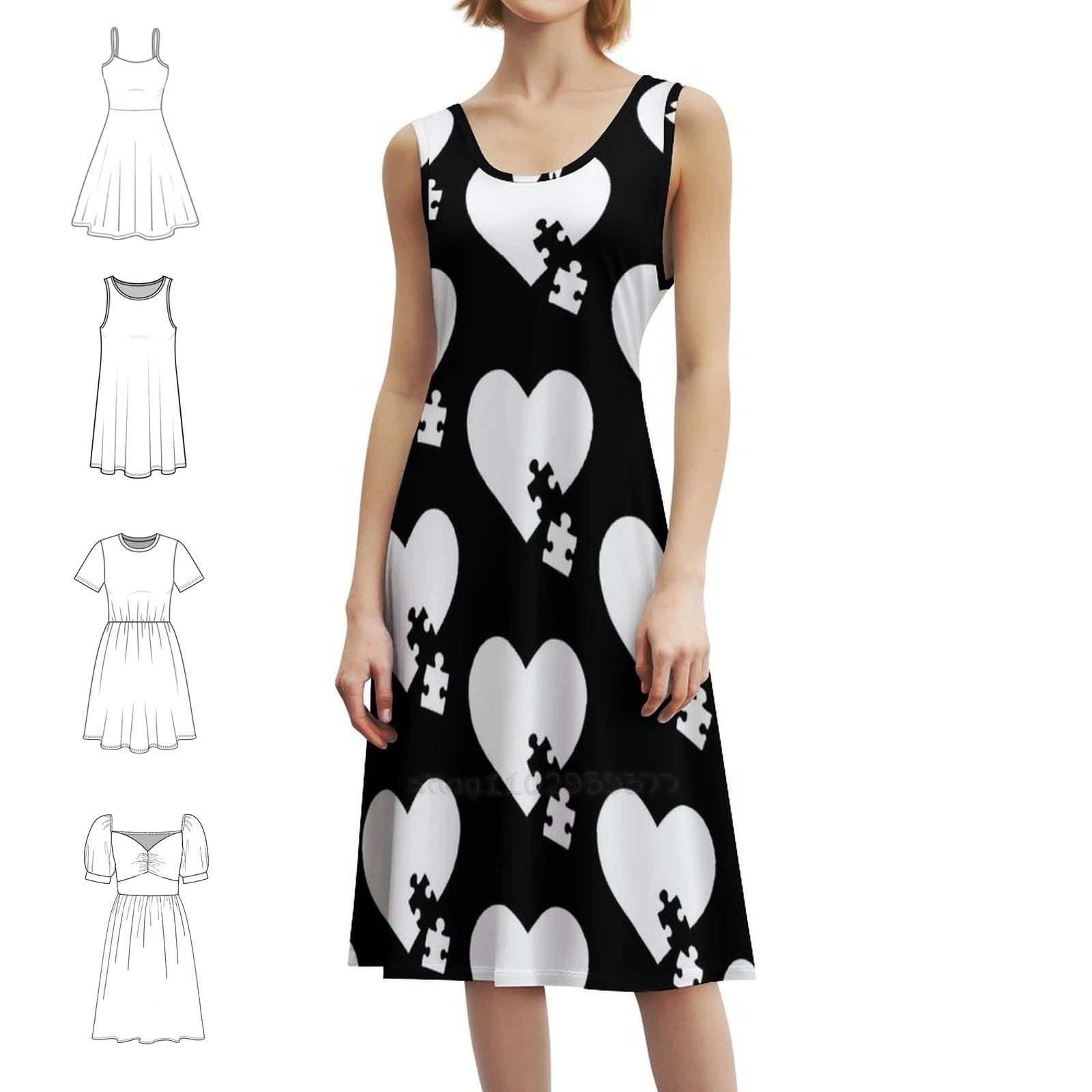 

Идеальный кусок головоломок в форме сердца, повседневное платье в корейском стиле для женщин, простые повседневные офисные женские платья, кусок головоломок в форме сердца