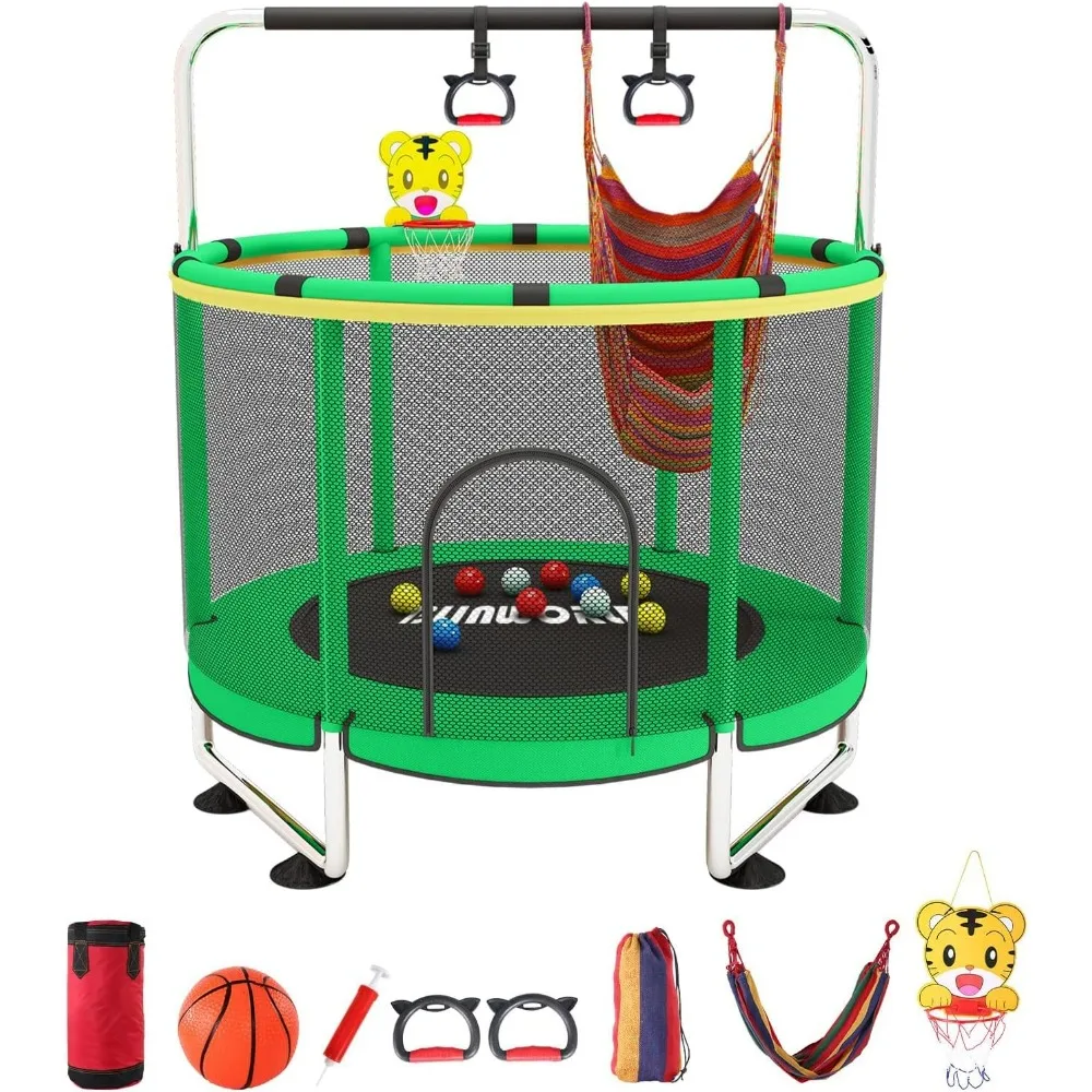 

Trampoline for Kids, Adjustable Baby Toddler Trampoline with Basketball Hoop, 440lbs Indoor Outdoor Toddler Trampoline