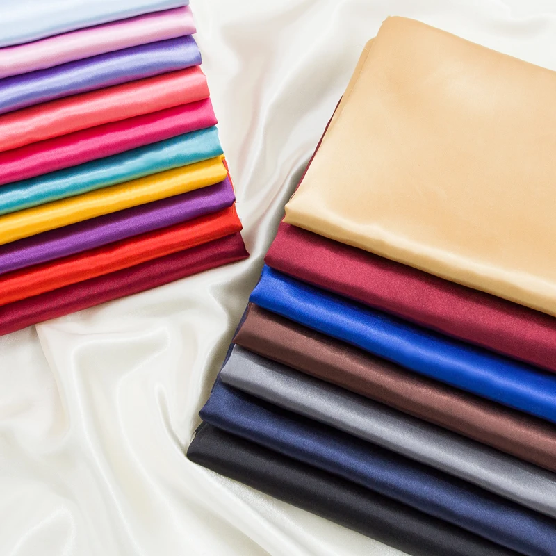 Polyester Satin Fabric Highend Simulation Silk Gift Box Lining Cloth Solid Color DIY Sewing Doll Dress High Density Satin