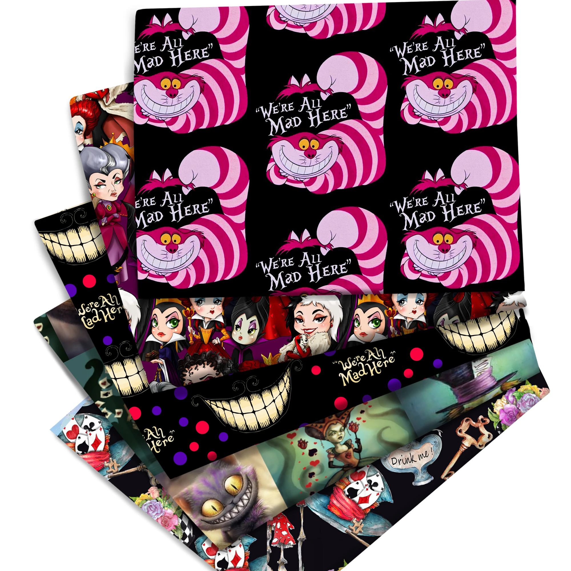 Disney Poker Alice Cheshire Cat Polyester Or 100% Cotton Fabric Patchwork Sewing Diy Child Baby Shirt Skirt Bedding Clothes