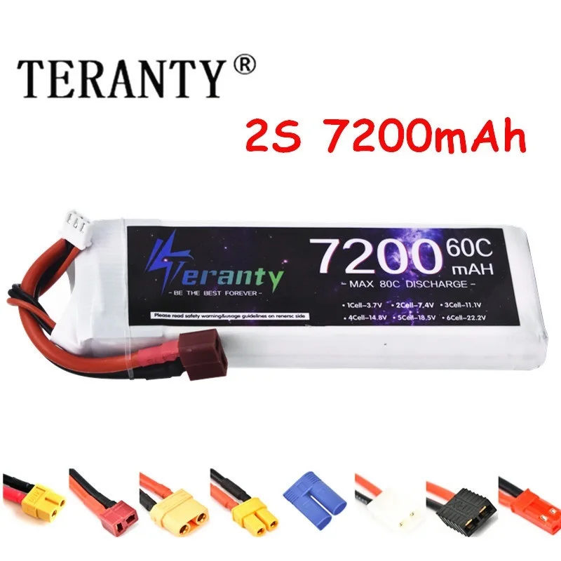 7.4V 7200MAH Lipo Battery 2S 60C For Car Quadcopter FPV Drone RC Plane Boat Toys Parts With XT60 Connector Deans T/Tamiya Plug