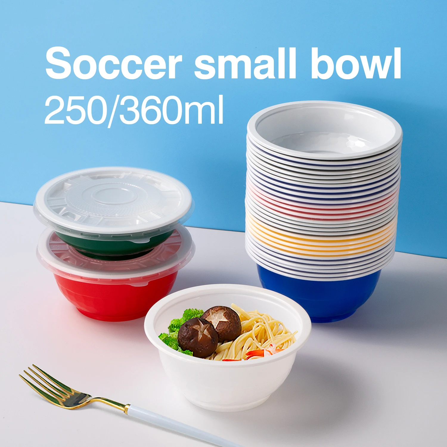 

50pcs disposable plastic bowls 4 colored football bowls colorful circular dessert bowls, party gatherings snack bowls uncovered