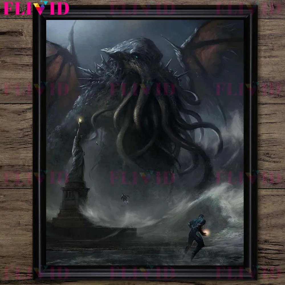 Gods In The Cthulhu Mythos Vintage Wall Art Canvas Painting Insurmountable Evil Deity Horror Art Poster And Print Home Decor