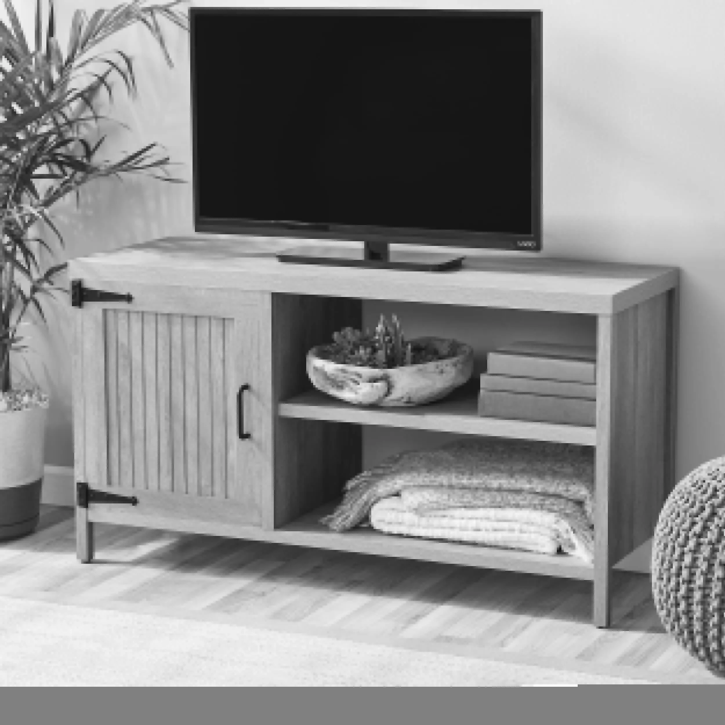 

Farmhouse TV Stand for TVs up to 50", Rustic Gray