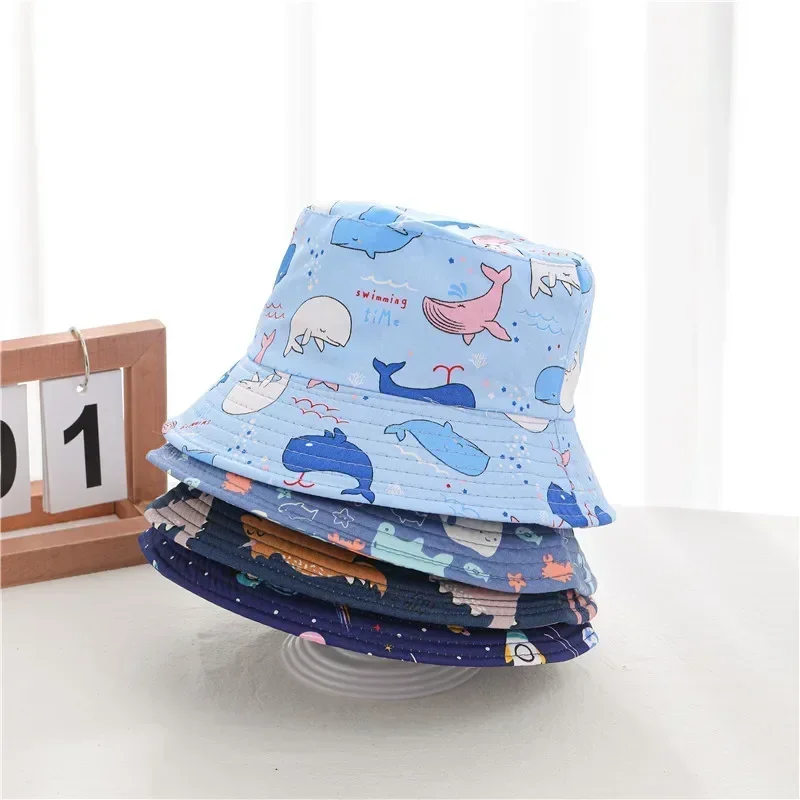 Baby Summer Bucket Hat Fisher Cap Boys Girls Anti-UV Windproof Cartoons Children beanie Travel sunhat Infant Bucket Hats