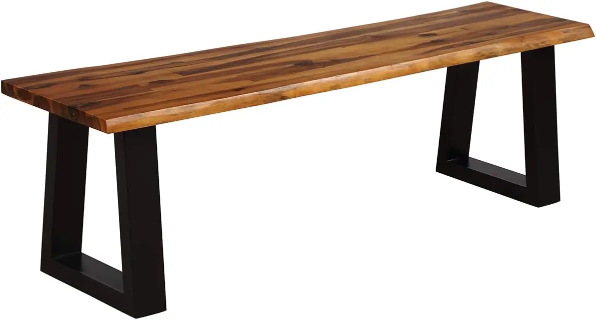 Rustic Indoor & Outdoor Wooden Dining Bench in Rustic Brown & Black, Suitable for Dining Areas