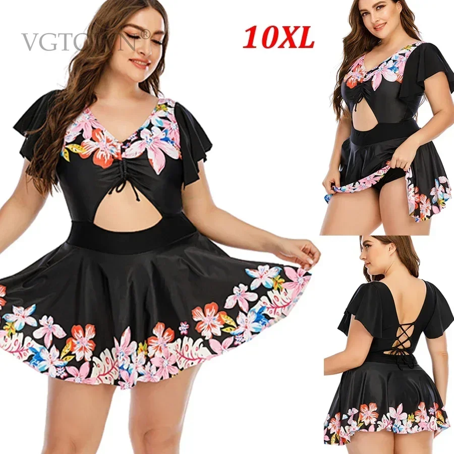 

Women Plus Size 8XL 10XL swimwear Sexy Flower Print Tankini bikini Set One Piece Swimsuit Swimming suit for women