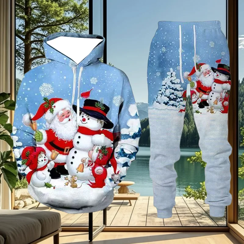 

Осенне-зимний популярный комплект спортивных штанов с капюшоном и 3D принтом, свободный, удобный и модный для мужчин и женщин 2025 г.