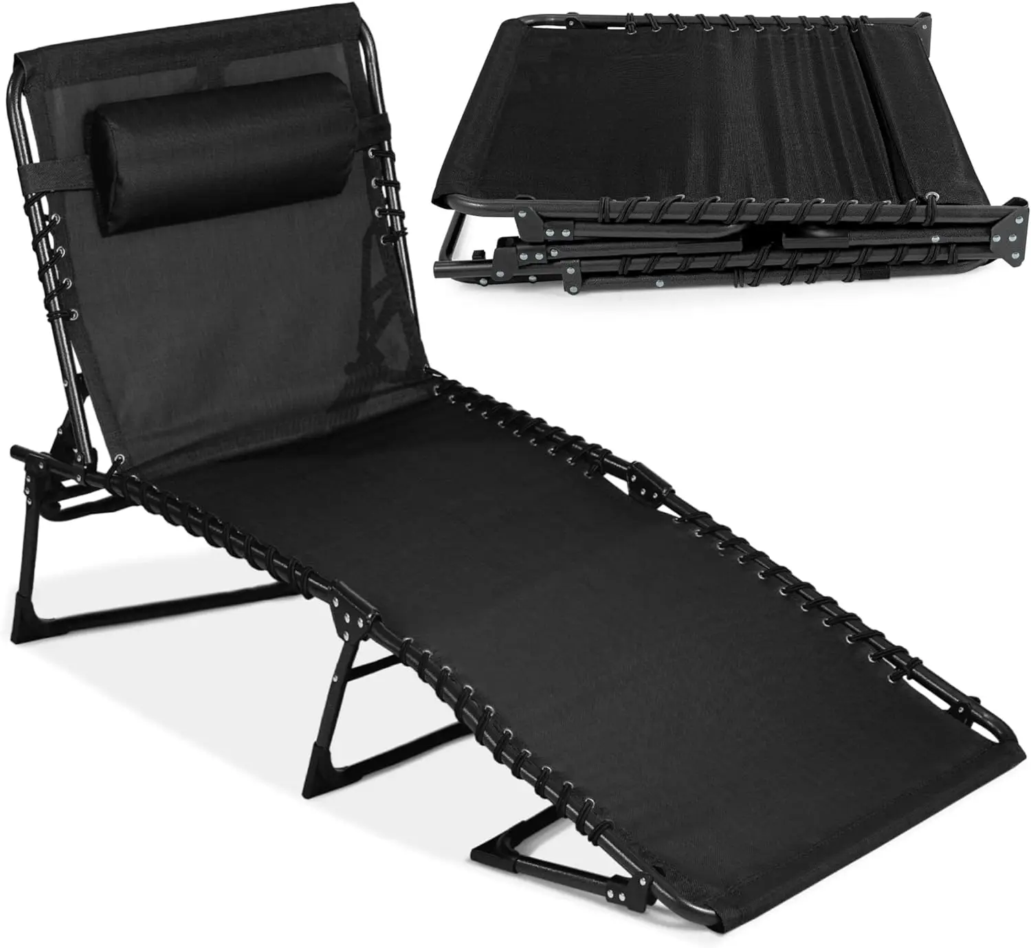 

Patio Chaise Lounge Chair, Outdoor Portable Folding in-Pool for Lawn, Backyard, Beach w/ 8 Adjustable Positions, Carrying Handl