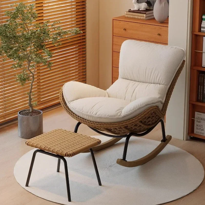Modern Rocking Chair for Balcony Woven Rattan Lobster Chair Indoor Swing Seat Comfortable Single Sofa for Living Room