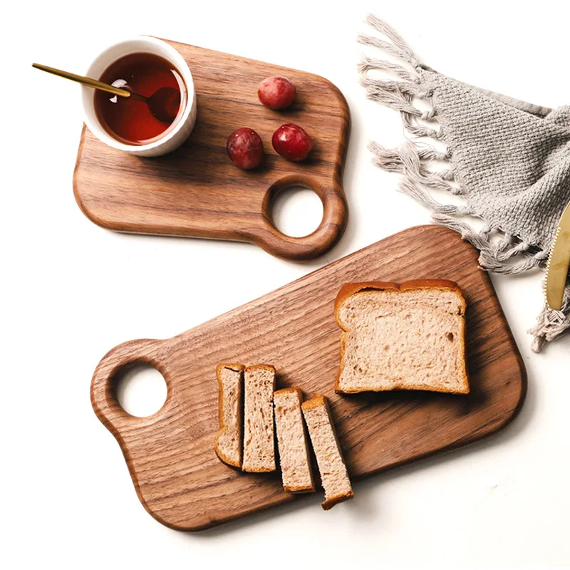 

YJQ Японская разделочная доска из черного ореха для стейков, фруктов и прикорма, маленькая разделочная доска, поднос для дома, декоративный элемент