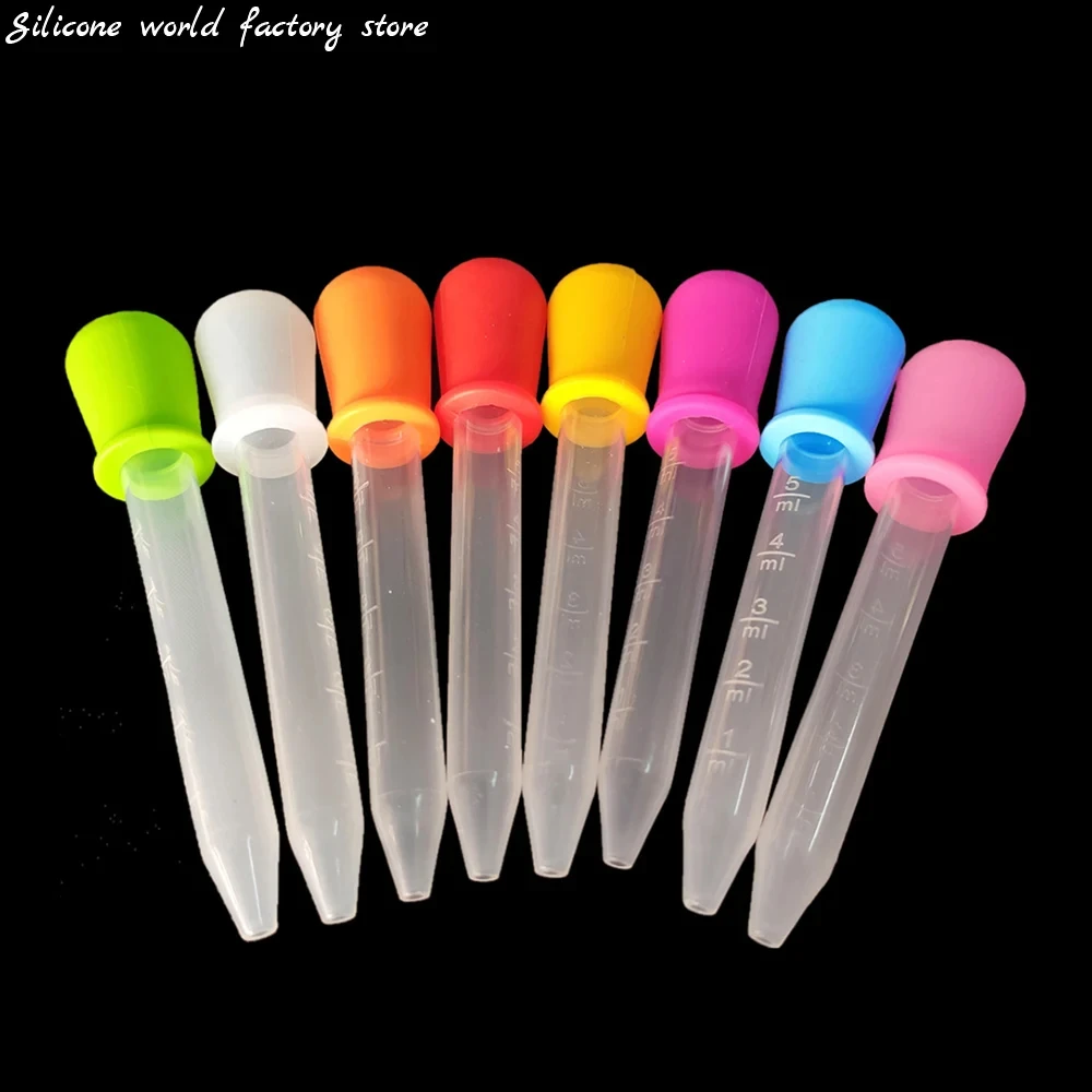 2PCS 5ml Silicone Plastic Pipette Dropper Feeding Medicine Liquid Eye Ear Pipette Dropper Lab Experiment Supplies Tool
