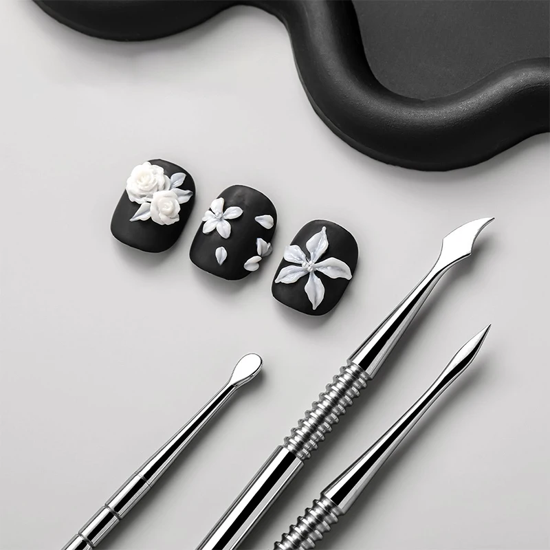 両頭ネイルブラシ エクステンション接着剤除去スティック ジェル除去スパチュラ ステンレス鋼 ネイルポリッシュ浸漬除去ツール