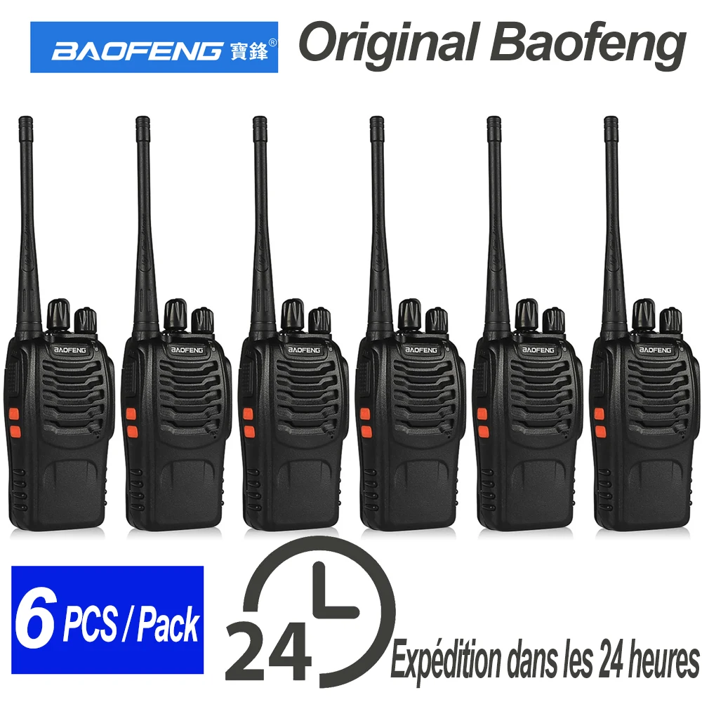 6pack Baofeng BF-888S walkie talkie 888s UHF 400-470MHz radio bidirezionale portatile a 16 canali con auricolare bf-888s ricetrasmettitore T2