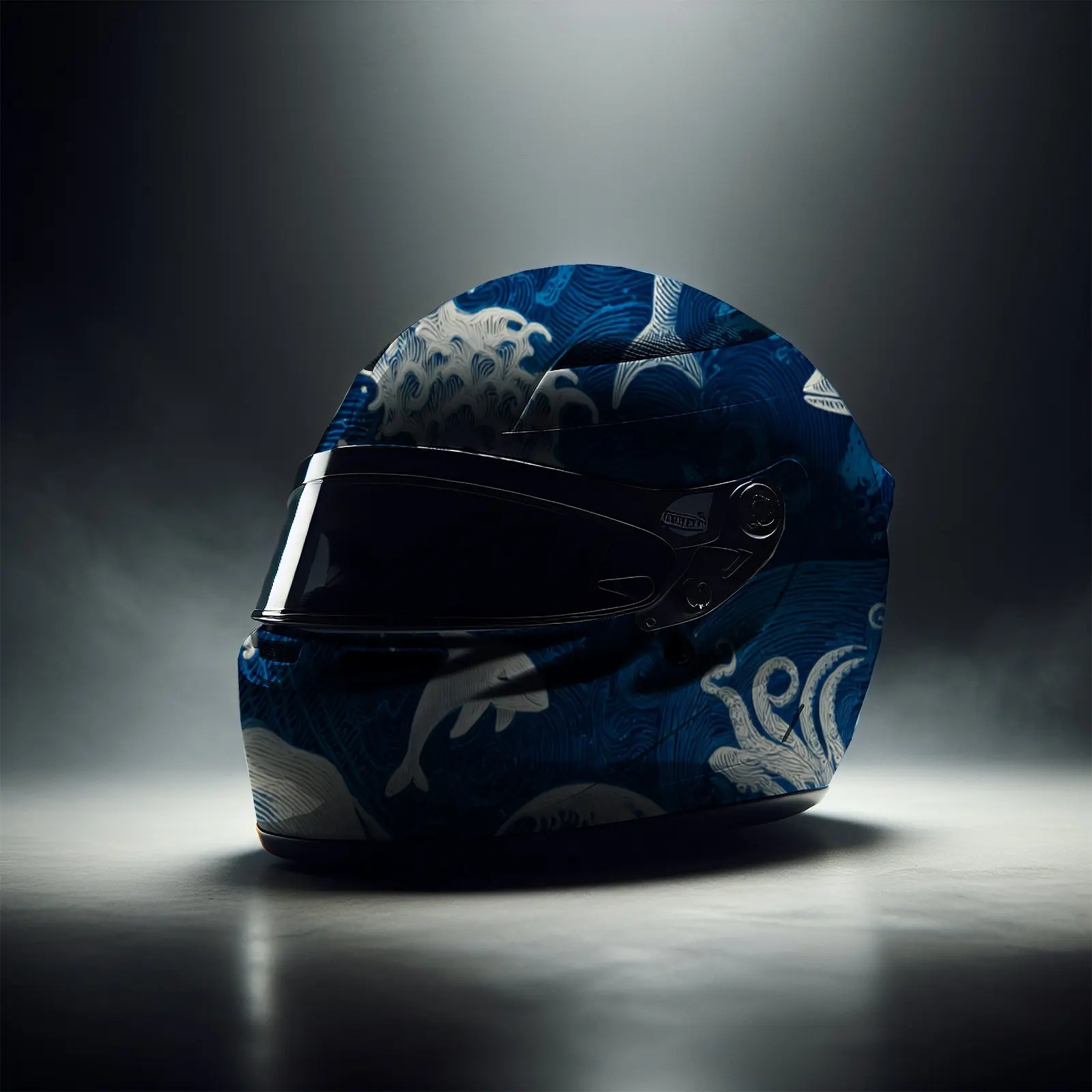 Fantasy ocean world and magical dolphins motorcycle vinyl wraps helmet decal,self-adhesive waterproof helmet decoration,universa