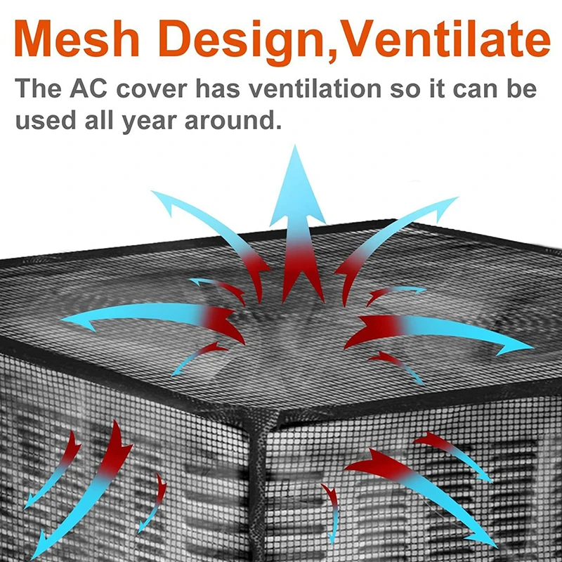 屋外用エアコンカバー,調節可能なメッシュ,通気性のあるACユニット,閉塞を防ぐための保護カバー,オールシーズン