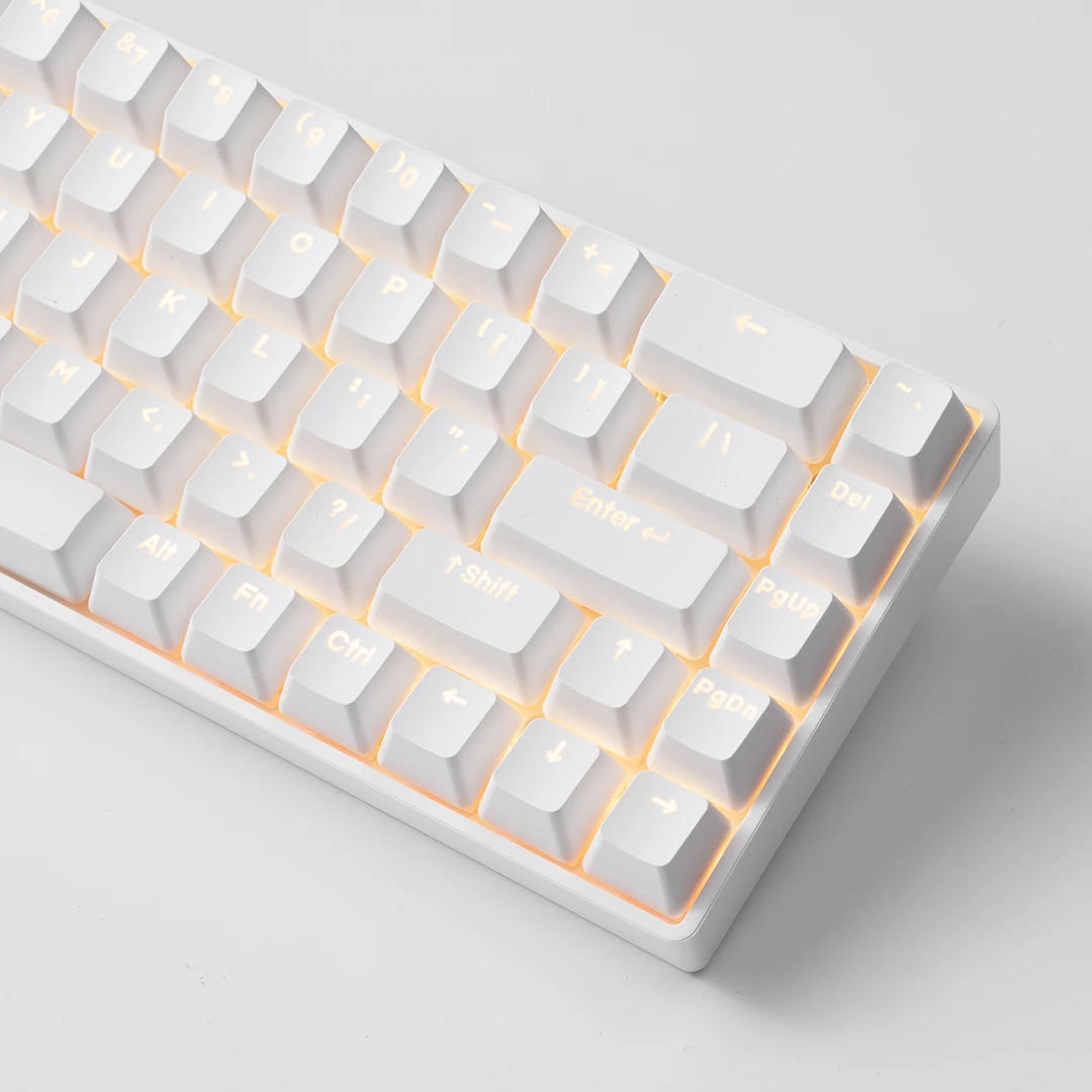 OEM Highly Pure White Side Engraved Transparent Keycap Pbt MaterialSublimation 87 84 75 68